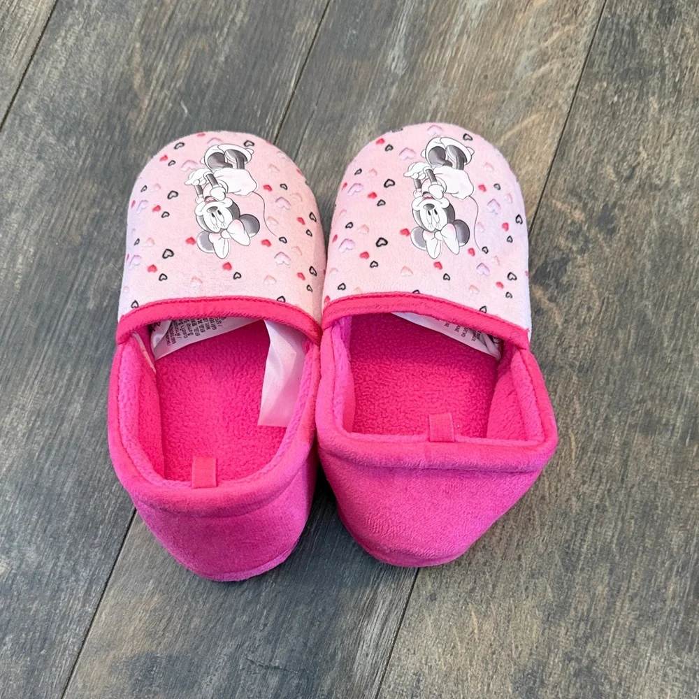 Disney Kids Pink Heart Minnie Mouse Slippers